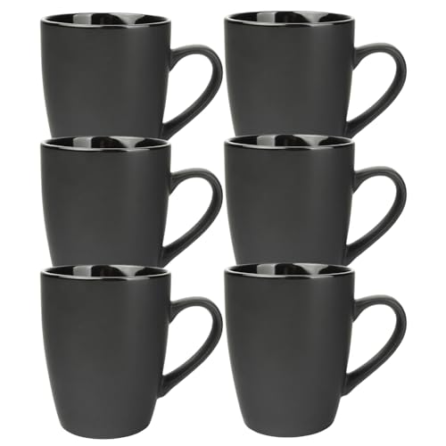 Schramm® 6 Stück Kaffeetassen Set schwarz aus Porzellan 340 ml...