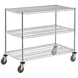 Nexel Adjustable Chrome Wire Shelf Cart, 3 Shelves, 800 Lb. Capacity, 60