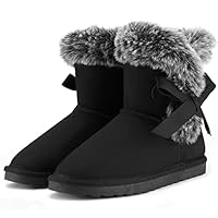 K KomForme Girls Kids Snow Boots Warm Fur Lined Slip On Outdoor Winter Shoes Lightweight Comfy（Little/Big Kids）