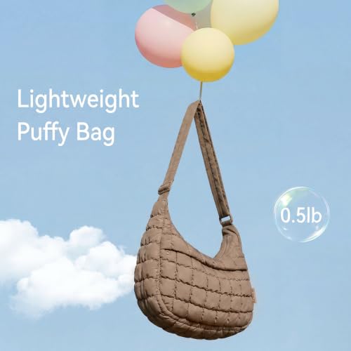 Image of Puffer Crossbody Hobo Bag for Women Nylon Quilted Purse Lightweight Shoulder Handbag with Adjustable Strap