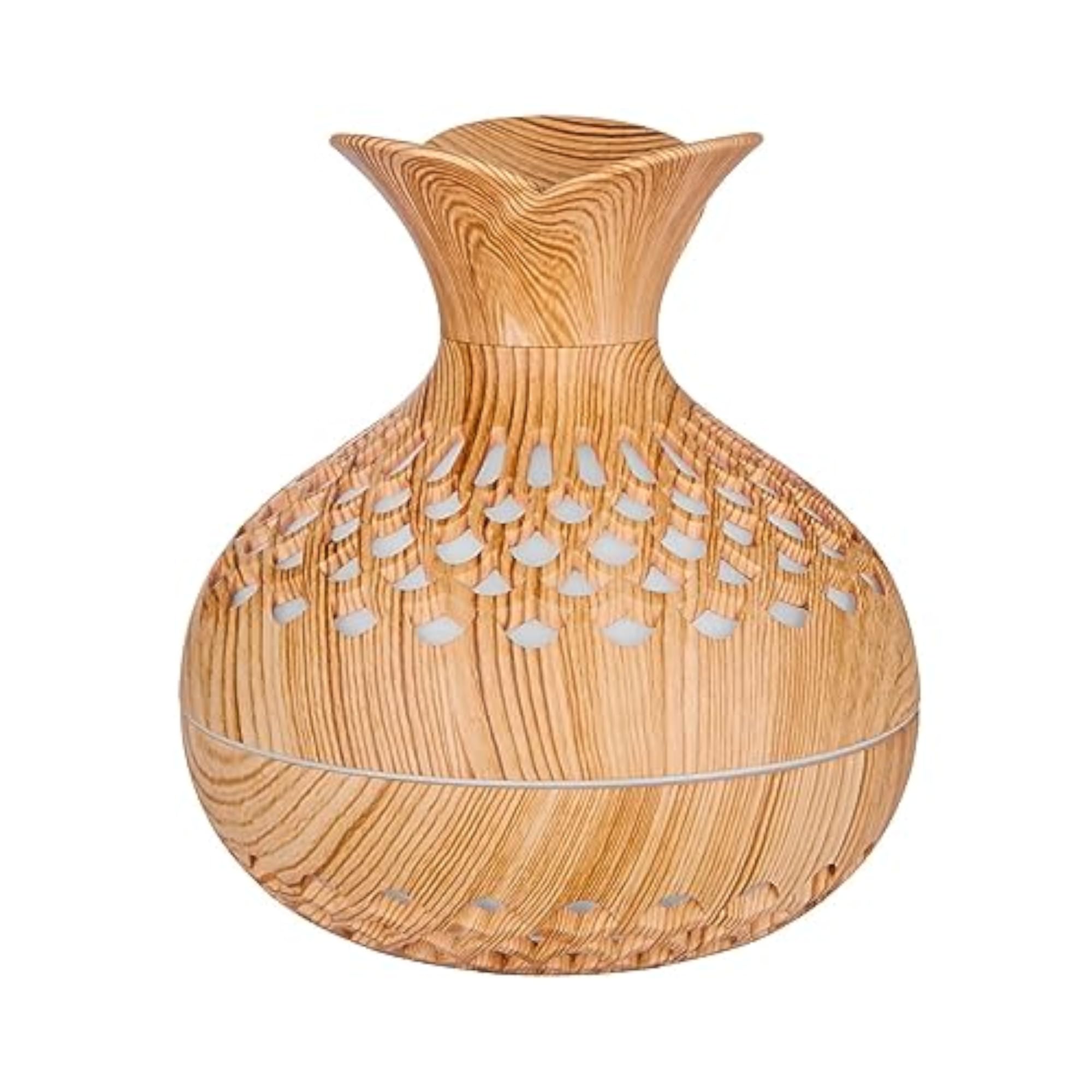 Wood Grain Vase Humidifier Quiet Automatic Compact Durable