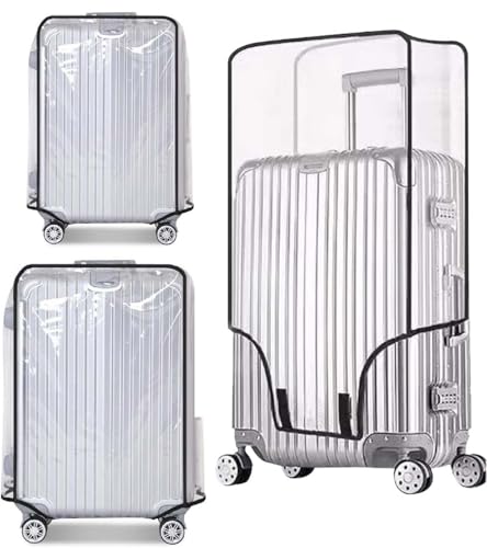 Purfex 3 Pack Suitcase Cover, Clear Transparent Luggage Protector Set, Heavy-Duty PVC Covers for 20”, 24”, 28” Suitcases, Reusable Protective Suitcase Cover Set, Anti-Scratch, Tear-Resistant.