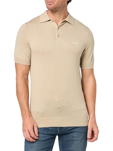 GUESS Mens Eco Short Sleeve Lex Polo Cotton Silk Sweater, Pasadena Stone, Small