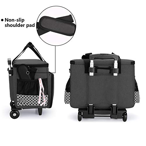 image for YARWO Detachable Rolling Sewing Machine Carrying Case, Trolley Tote Ba