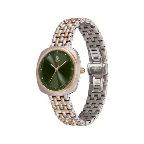 Image of Carlton London Women Celeste Analog Watch, Square Dial, Stainless Steel Strap, Quartz Movement, 30M Water Resistant, Casual Wear