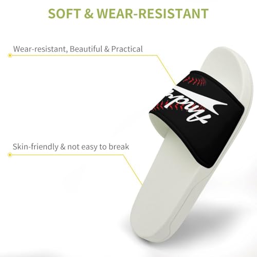 Custom Sports Slides Personalized Slippers - Baseball Sandals Quick Drying Softball Slippers Indoor Outdoor,Gifts for Men Youth Boy (White,Style 12)3
