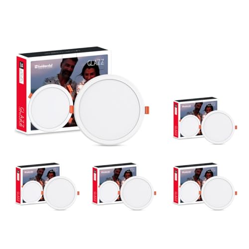 Image of Goldmedal Glazz 15W Round Ceiling Light | 3-in-1 Color Changing (CCT) Recessed LED Downlight for False Ceiling | Cut-Out Size: 6.02 Inch | Suitable for Home,Hall,Room,Kitchen,Office&Shop |Pack of 5