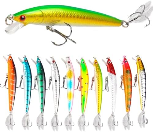 Kit c/ 10 Iscas Artificial Pesca Tucunaré Robalo 8cm (cores sorti...