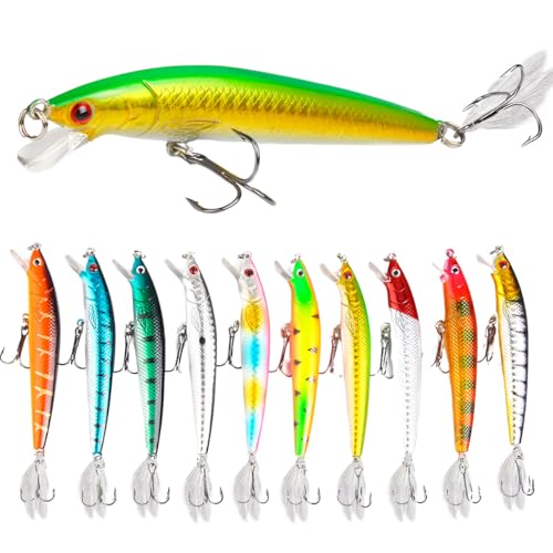 Kit c/ 10 Iscas Artificial Pesca Tucunaré Robalo 8cm (cores sortidas)