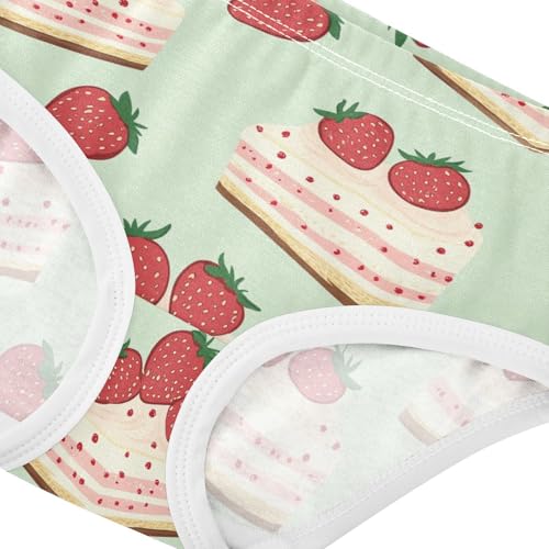 Wusikd Cute Strawberry Girls' Underwear Cotton Cake Girls Briefs Soft Toddler Underwear 2T4
