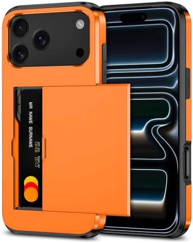 SAMONPOW for iPhone 17 Pro Max Case with Card Holder iPhone 17 Pro Max Wallet Case 6.9 inch Heavy Duty Protective Shockproof Dual Layer Hidden Card Slot Slim Cover for Women Men,Yellow