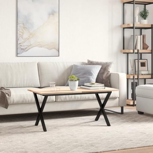 Cadre de table basse en X Mangloder en acier noir pour meuble industriel de salon - 4