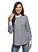 Produktbild oodji Ultra Damen Baumwoll-Bluse mit Kontrastbesatz, Blau, DE 36 / EU 38 / S