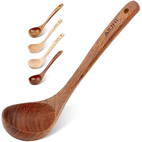 Wooden Ladles for Kitchen Cooking, Wood Soup Ladle,10.8inch Large Spoons for Kitchen,Ladles for Serving (Wenge Wood) Cover