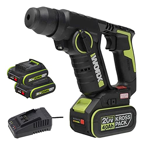 20V Bohrhammer Mit 2 Stück 4.0Ah Akku Und Schnellladegerät, 2 in 1 Bürstenlose Schlaghammer, 1700R/Min Variable Speed…