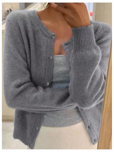 SHENHE Women's Crewneck Button Down Long Sleeve Cardigan Loose Casual Sweater Top3