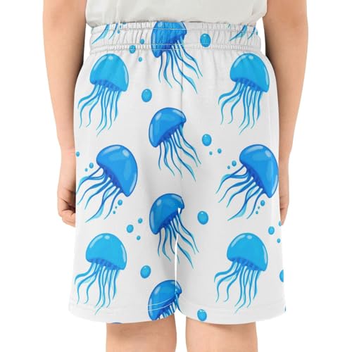 Jellyfish Bubble Blue Boys Athletic Shorts Kids Youth Casual Shotrs with Pockets Elastic Waistband3