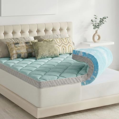 Novilla 3 Inch Dual Layer Memory Foam Mattress Topper, 2 Inch Gel Memory Foam and 1 Inch Cooling Down-Alternative Mattress Pad Cover for Back Pain, Breathable & Certi-Safe, King