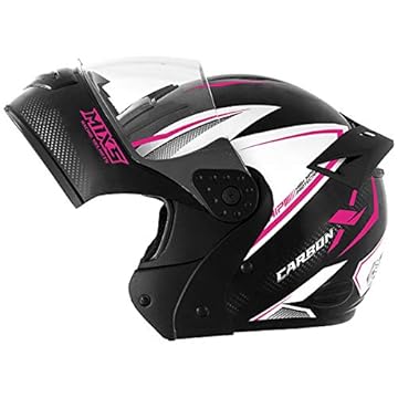 Capacete Escamoteável MIXS Gladiator Carbon Fosco 58 Rosa/Preto/Branco