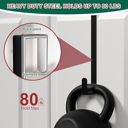 Image of 15 inch Reversible Wreath Hanger for Front Door, Fits Most Doors up to 1-3 /4 inch | Heavy-Duty Steel Over The Door Hooks up to 80 LBS for Daily Holiday Halloween & Christmas Wreaths, Door Decor, Black, 1 PC