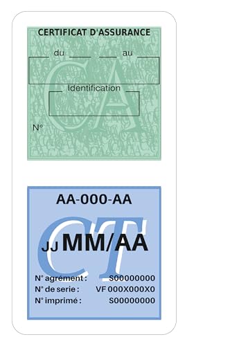HADEXIA Porte Vignette Assurance Pare Brise Voiture Neutre | Double Étui Pochette Adhésive Autocollant Sticker Blanc
