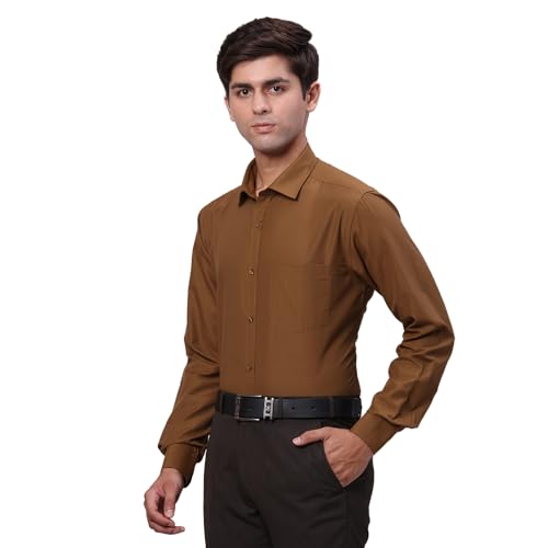Image of Park Avenue Men Slim Fit Solid Pattern Cotton Blend Semi Cutaway Collar Full Sleeve Formal Shirt