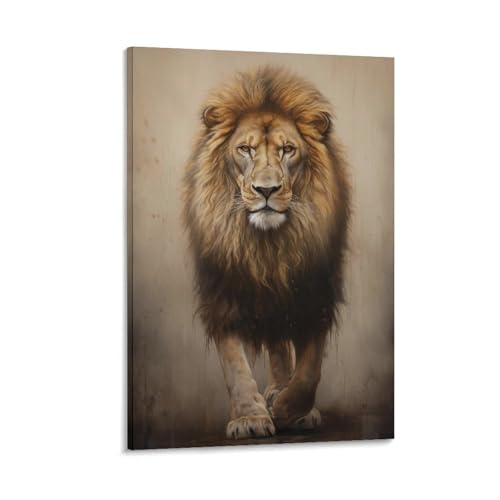 Poster lion mâle majestueux toile décoration murale bureau salon 40x60