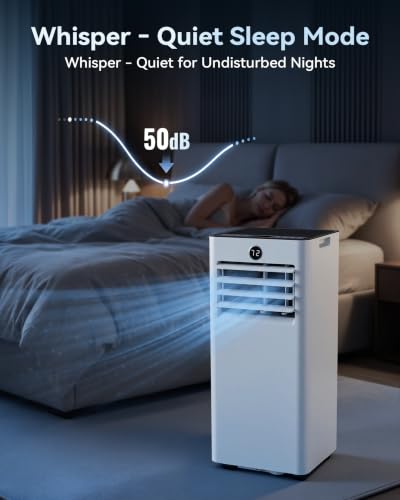 Image of 8000BTU 4-in-1 AC Unit, Cools 350 Sq.Ft, Ultra Quiet | 8000BTU AC cools 350sq.ft, 4-in-1 cool /fan /dry /sleep, quiet, LED, remote, 24H timer, auto swing, kit, for bed /office /dorm.