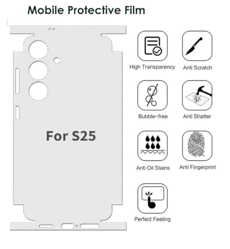 Image of DD SON Matte Finish Full Body Cover Back Protector Compatible with Samsung Galaxy S25 Plus 5G | Unbreakable Membrane Scratch Guard Full Fit Protective, Case Friendly, (Back & Side) (Pack of 1)