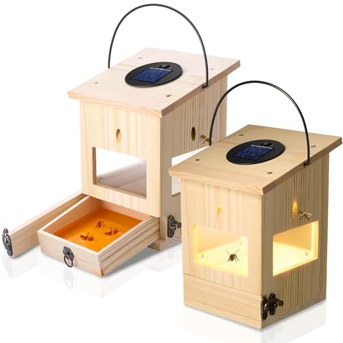 Qualirey 2 Pcs Outdoor Wood Carpenter Bee Traps