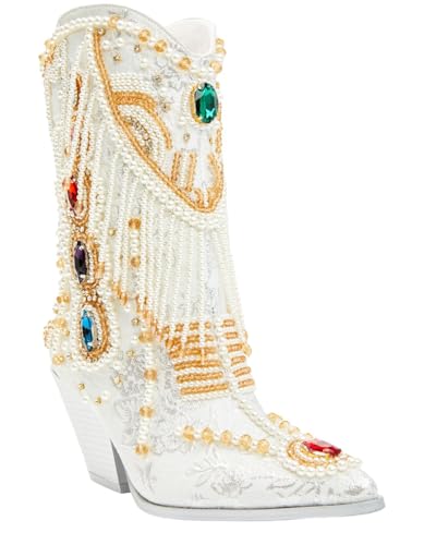 Azalea Wang Women's Astounding Embellished Fashion Booties Snip Toe - ASTOUNDING-WHITE 7 1/2 M US