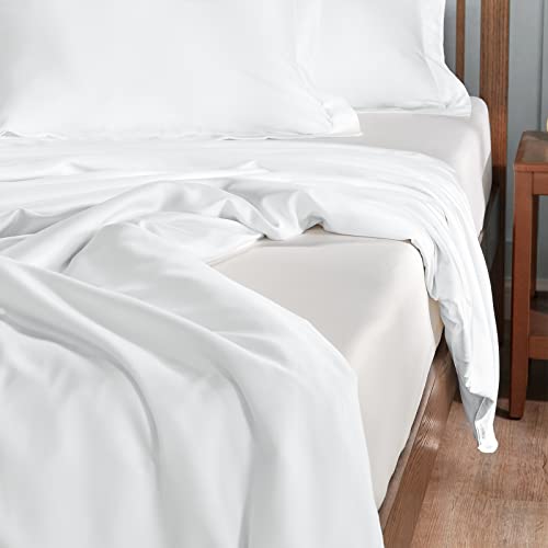 Cozylux 100% Organic Bamboo Duvet Cover Queen Set Size Silky White 3Pcs 300Tc Luxury Comforter Cover 90" X 90", Oeko-Tex Cooling Bamboo Duvet Covers With Zipper Closure And Corner Ties #TOP5