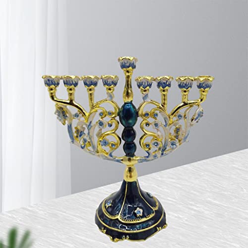 rockible Menorah Candlestick Enamel Judaica Candelabra Antique Decor C