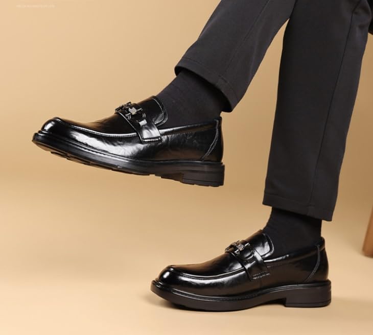 Men’s Wingtip Pointed Toe Oxfords Mens Slip-On Leather Dress Shoes Breathable Leather Brogue Shoes2