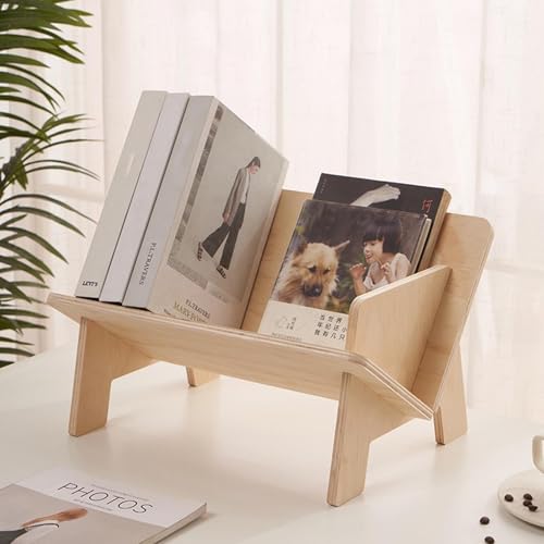 Tabletop Bookshelf - Tabletop Book Rack | Wood Desk Storage Organizer, Desktop Display Shelf Rack, Counter Storage Rack Bookcase for Living Room – Image 5