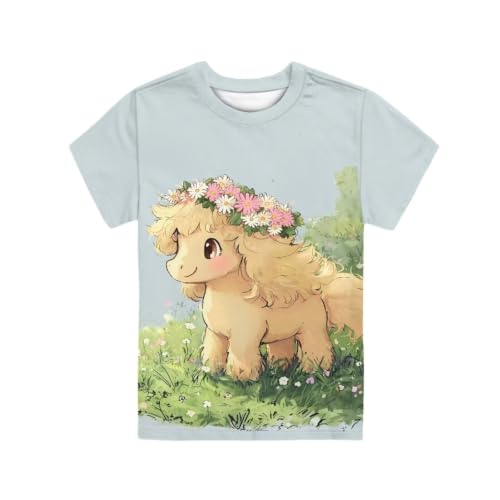 Image of Novelty 3D Graphic T Shirts for Kids Crew Neck Funny Animal Print Short Sleeve Girls Tshirts 3-16 Years