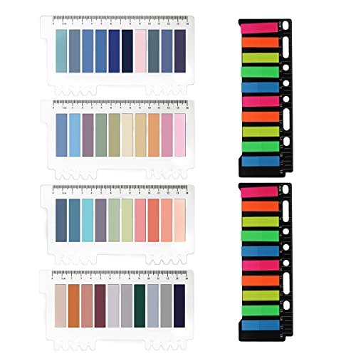 WuGu 1200 Stück Haftnotizen Tabs, 6 Farben Haftstreifen Haftmarker, Selbstklebende Haftnotizen mit Lineal, beschreibbare farbige Haftnotiz Marker Karten für Notizbücher, Ablageklassifizierung., Klein Cover