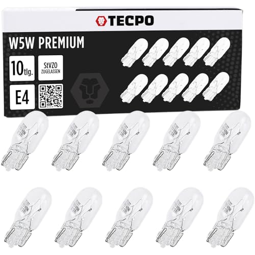 10 bombillas de cristal W5W para luz de posición, matrícula, T10, 12 V, 5 W