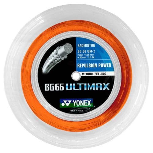 YONEX BG66 Ultimax Badminton String Reel for Racquets 200Meter / 656 feet (Orange)