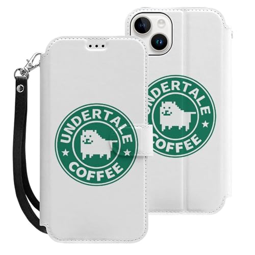 iPhone 15 Plus用 ケース 手帳型 アンダーテール コーヒー 犬 Iphone15用カバー アイフォン15 用 ケース スマホケース おしゃれ 人気 財布型 PUレザー 携帯カバー カード収納 スタンド機能