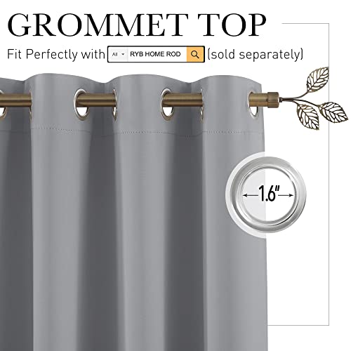 Image of RYB HOME Blackout Curtains Room Dividers, Total Privacy Wall Divider Screens Noise Reduce Partition Curtain for Living Room Bedroom Patio Door, Light Grey, 1 PC, 100 inch Wide x 84 inch Long