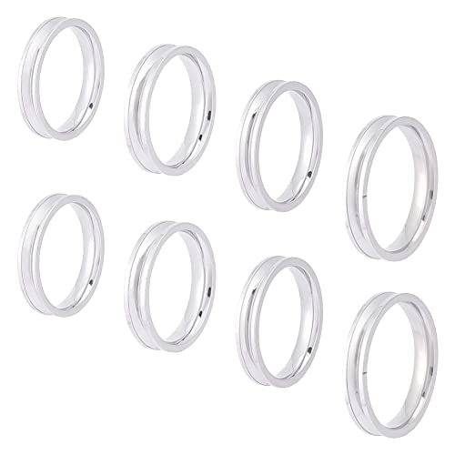 UNICRAFTALE 24Pcs 4 Sizes Stainless Steel Ring Blank Settings - Round Groove Components Size 7-10 Core Blank for Inlay Jewelry Making