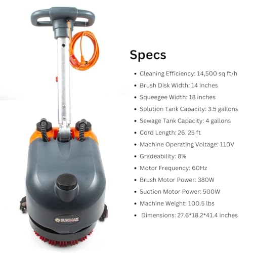image for SUNMAX RT15AC 14“ Walk Behind Floor Scrubber Dryer Machine for Indus