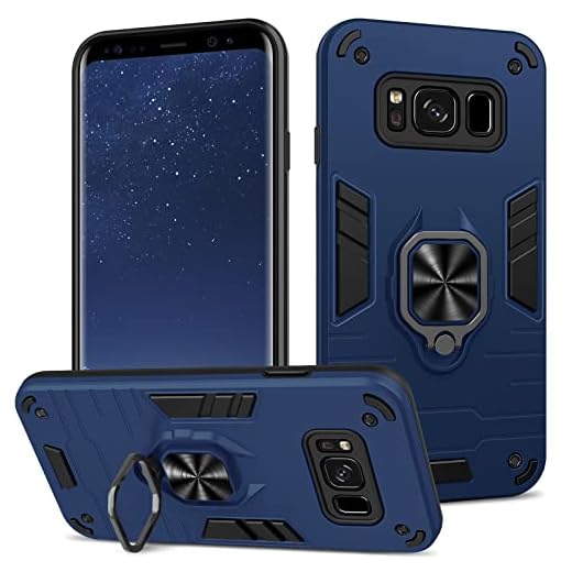 Btstring Coque pour Samsung Galaxy S8, Etui de Protection Antichoc de Qualité Militaire, Housse avec Anneau Support Métallique, Support de Voiture Compatible, Bleu
