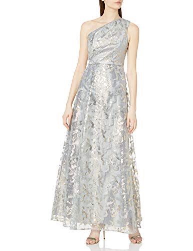 Adrianna Papell Women's ONE Shoulder Gown, ICEBLUE/GOLD, 14