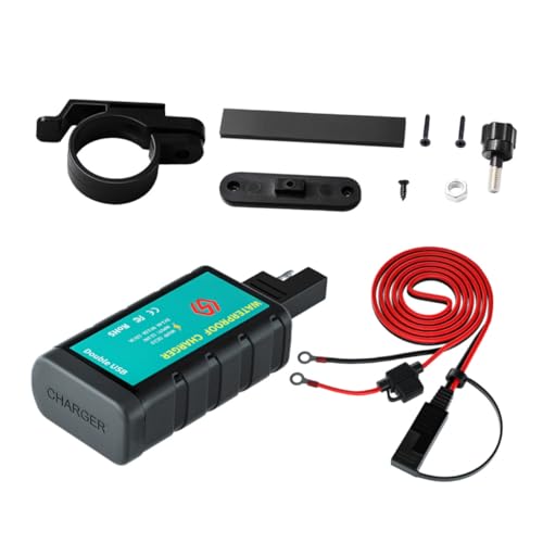 Parliky 1Set Motorcycle USB Charger Kit with Switch Dual USB Power Outlet SAE Connector Ot Terminal Cable Supports Fast Charging for Motorcycles and Electric Vehicles