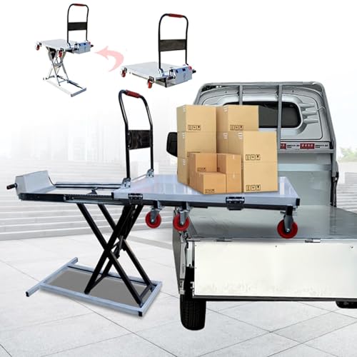 OTQEFTN Mobile Flat Cart Lift Table, Hydraulic Scissor Cart Lift Table, Hydraulic Lift Table Cart, 300kg Capacity, 38.6