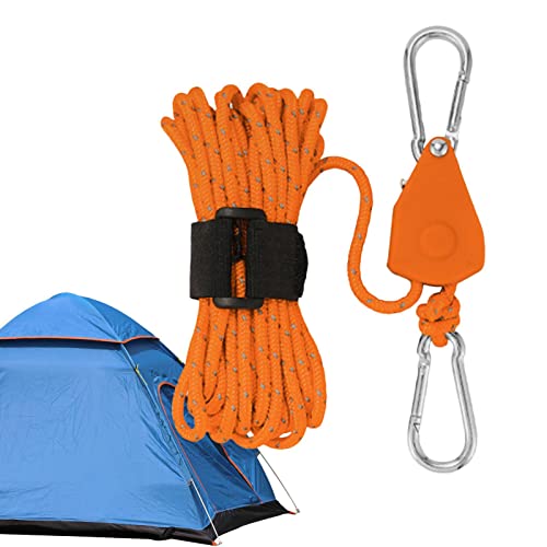 Corda de acampamento com polia - Tenda Guia Corda - Cabide de corda de amarração reflexivo ajustável