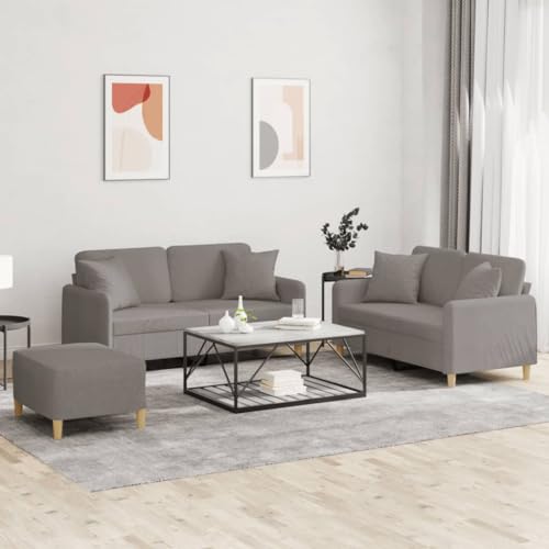 YUOTYRKTEJRSG 3-TLG. Sofagarnitur mit Kissen Taupe Stoff. 2-Sitzer Sofa Set mit Hocker. Bequemes Wohnzimmer Set. Langlebige Polstergarnitur für Wohnzimmer. Esszimmer. Schlafzimmer YUOTYRKTEJRSG 3-TLG. Sofagarnitur mit Kissen Taupe Stoff. 2-Sitzer Sofa Set mit Hocker. Bequemes Wohnzimmer Set. Langlebige Polstergarnitur für Wohnzimmer. Esszimmer. Schlafzimmer