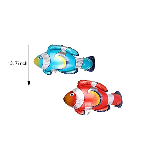 Image of 8Pcs Clownfish Foil Balloons Large Ocean Animal Mylar for Birthday Baby Shower Wedding Tropical Fish Themed Party Decorations
